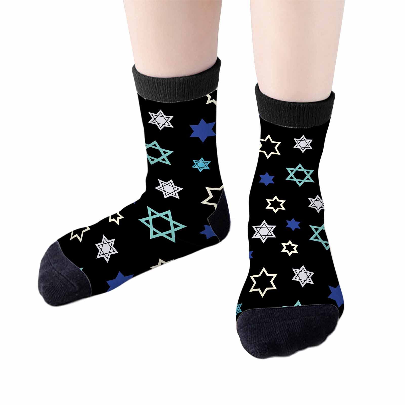 Red Striped Crew Socks for Woman Size 6-8 Christmas Tree Moose Snowflake Dots Lines Girls Socks