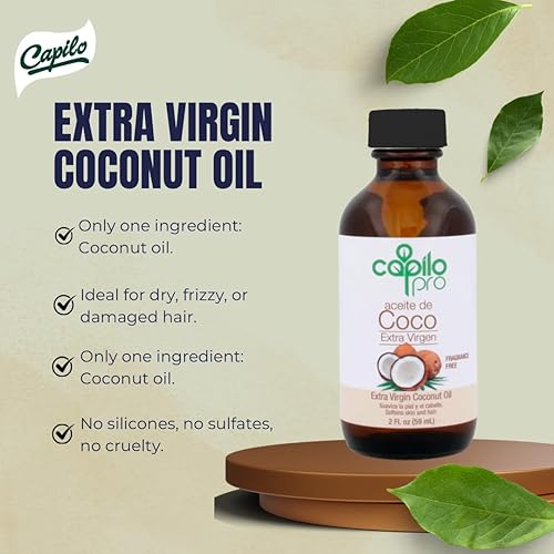 Miniatura 8 de Capilo Aceite de coco virgen profesional, cuidado del cabello y la piel (botella de 2 onzas), sin parabenos, sin sal, sin sulfato de sodio, sin