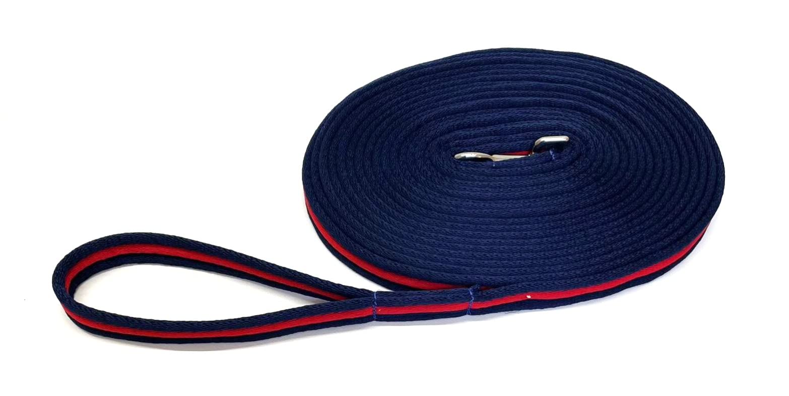 Horse Lunge Line/Large Dog Training Walking Lead Leash 25mm Padded Air Webbing Strong Very Soft Durable (20ft, 6 Metres) (Navy/Red) โ image 1