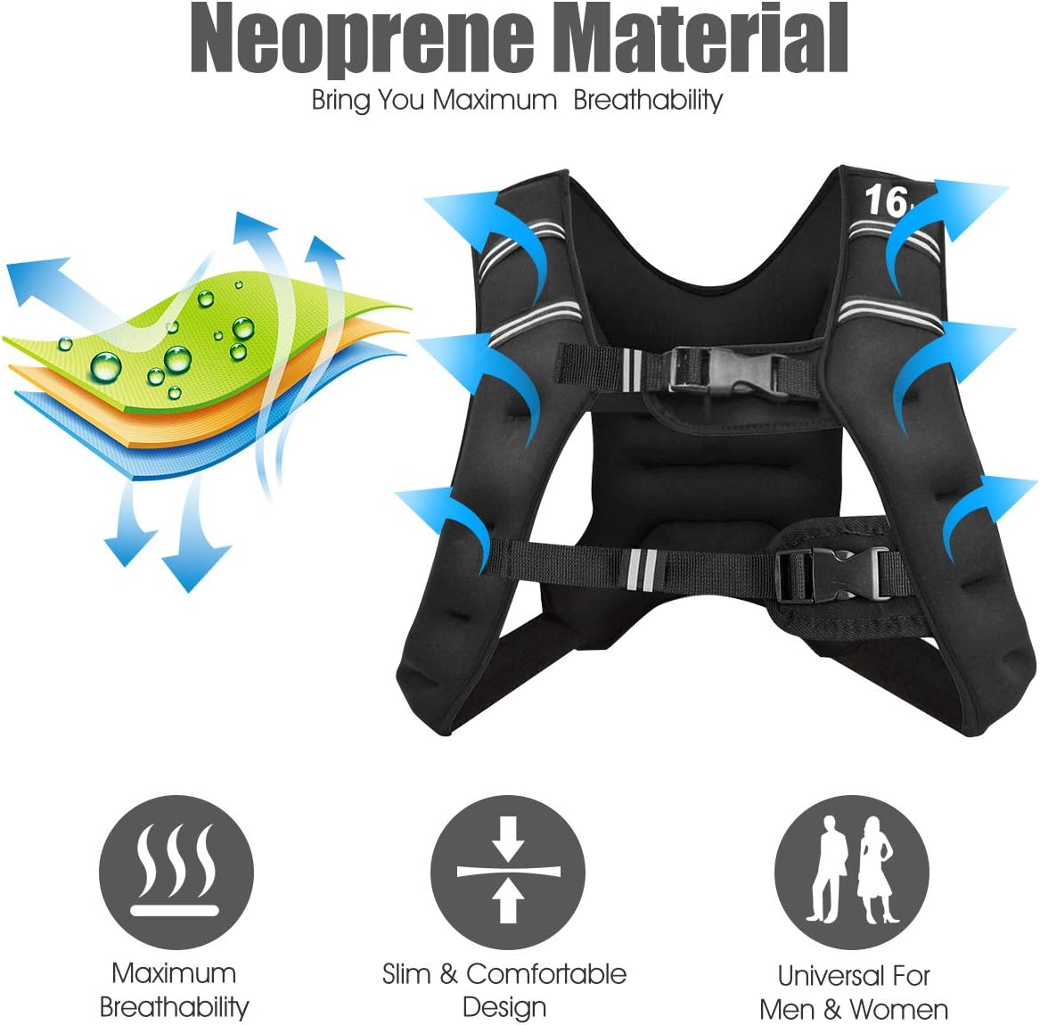 Goplus Weighted Vest for Women Men Kids, 16lb/20lb/30lb Body Weight Vests with Reflective Stripe, Adjustable Weight Loss Workout Equipment for Fitness, Strength Training, Running, Walking, Jogging