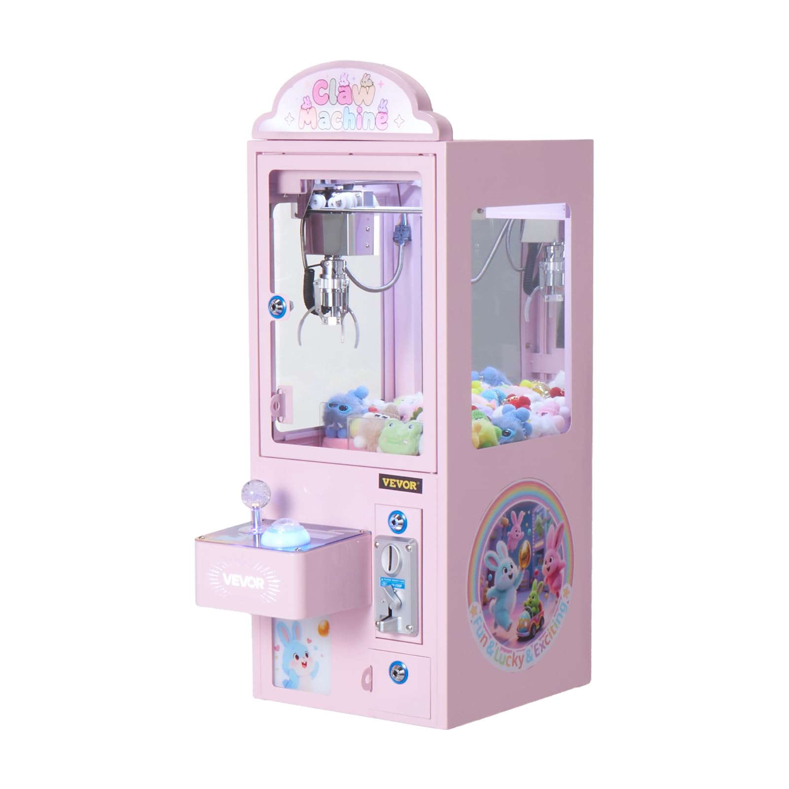 VEVOR Greifautomat, Greifer, mittelgroßer Spielautomat mit Licht & Ton, Präzisionsstahlklaue mit verstellbarem Griff für Plüschtiere, Verkaufsspielzeug, für kommerzielle Heimpartys & Kinos, Pink