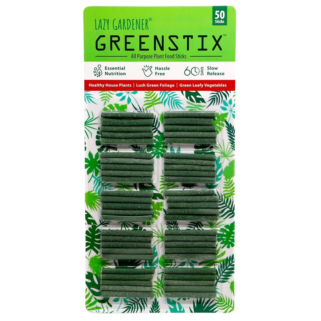 Lazy Gardener Greenstix Plant Food Fertilizer Sticks | All Purpose Plant Food Sticks For Home Garden Indoor Outdoor Plants 50 Sticks