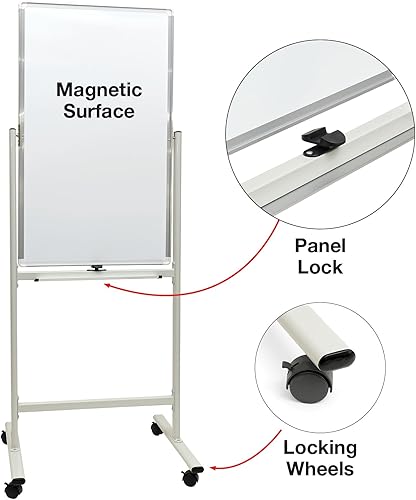 Miniatura 4 de Excello Global Products Pizarra blanca de doble cara con soporte rodante 40" x 24"