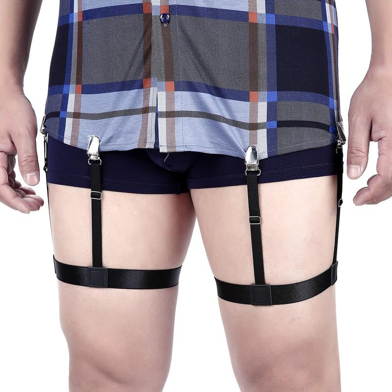 KLIVE Shirts Holder| Shirt stays for adjustable fit | Shirt Stays Men Shirt Holder Tie Pins for Men Holder Men's Shirt Non-Slip Thigh Belt Shirt(1 PCS)