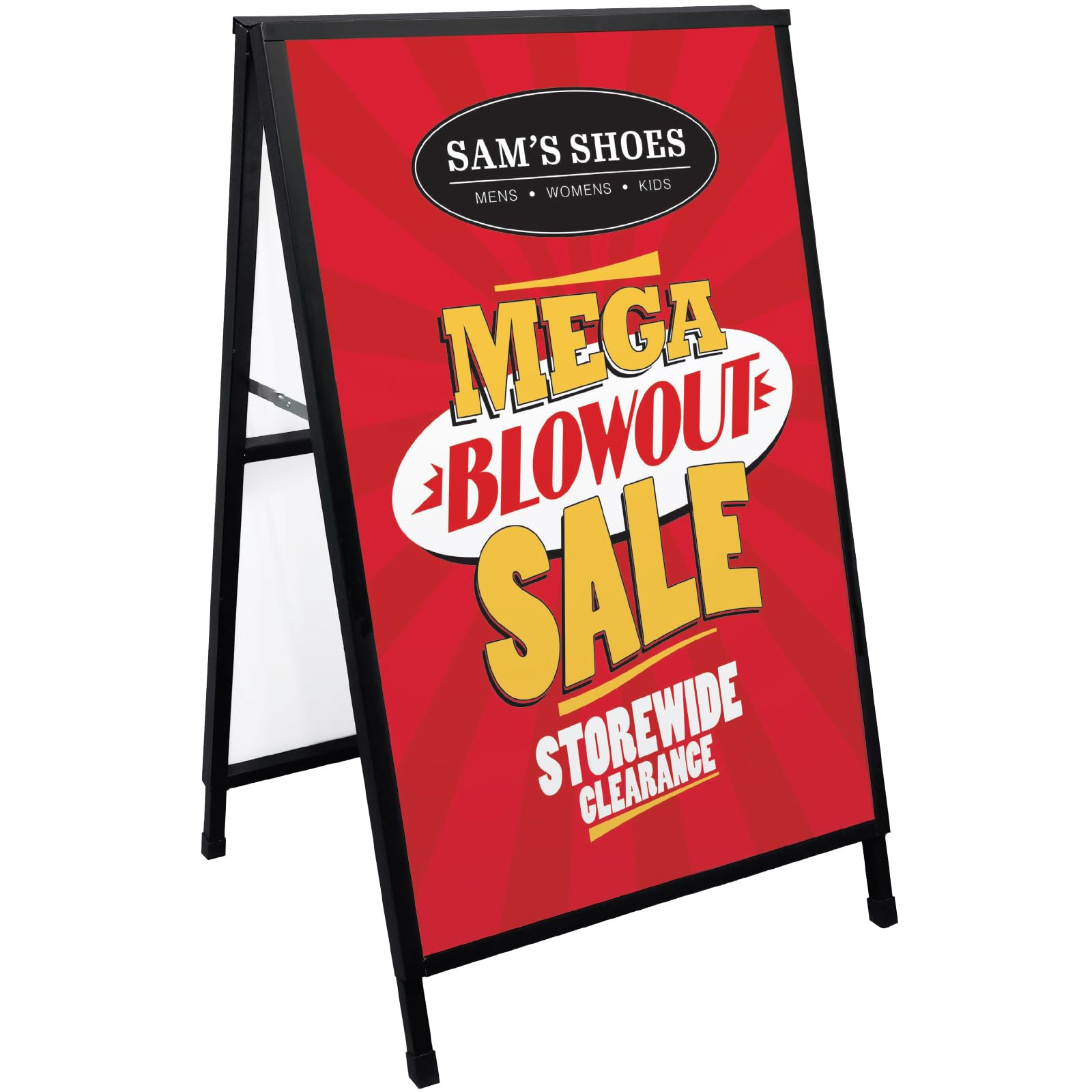 Excello Global Products Metal A-Frame Sidewalk Sign, 24" x 36", Black