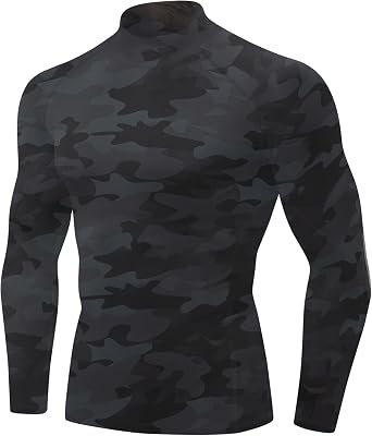 Men's Compression Shirts Long Sleeve Quick Dry Tops Mock Turtleneck