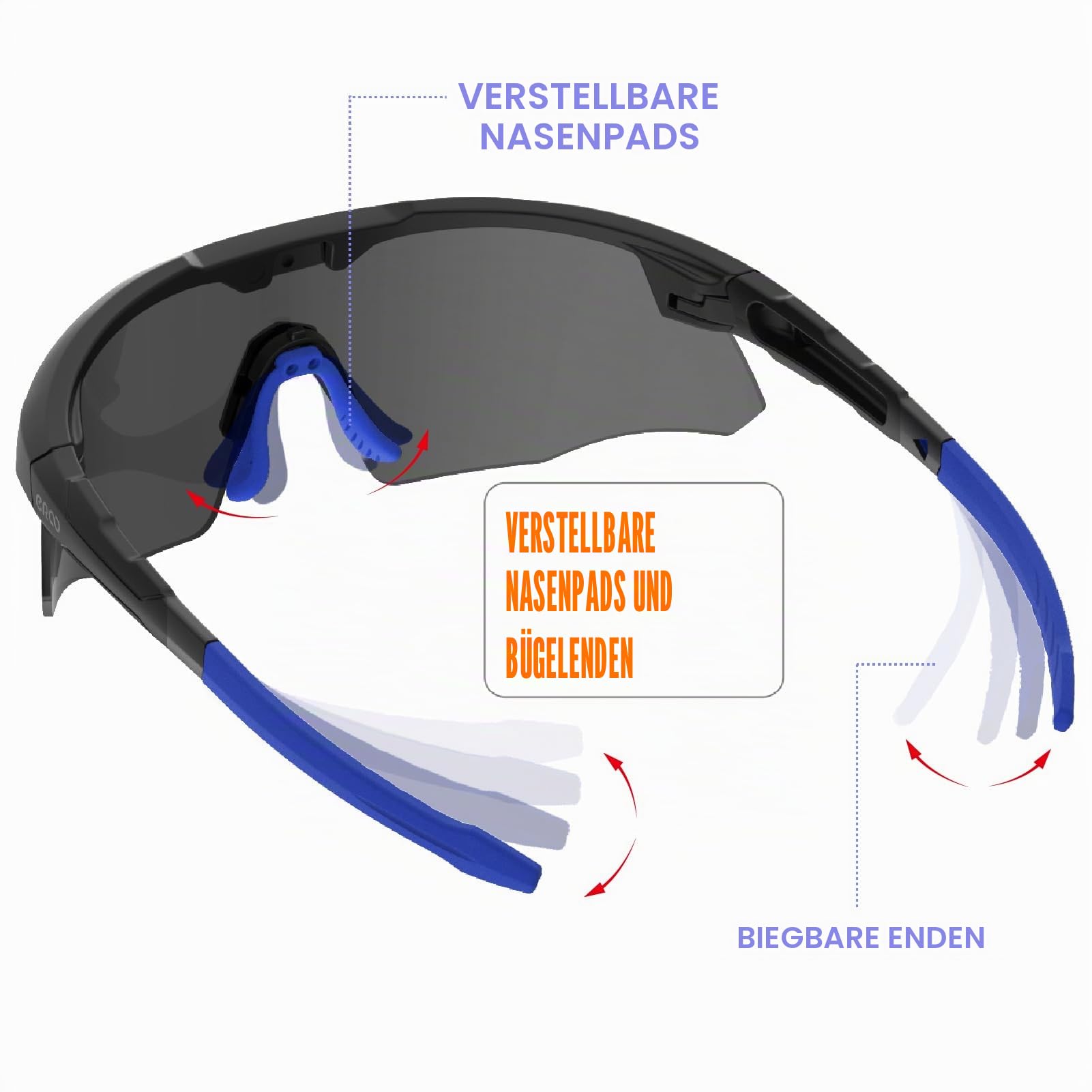 Umschließende Sonnenbrille für Laufen, Radfahren Golf Volleyball MTB Outdoor-Sportarten, ANSI Z87.1 Sicherheit