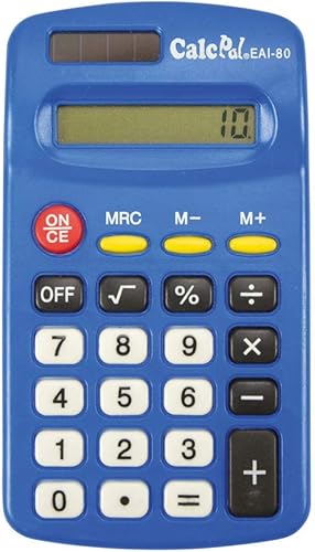 Miniatura 2 de EAI Education CalcPal EAI-80 Calculadora solar básica, doble potencia para escuela, hogar u oficina azul - Juego de 10