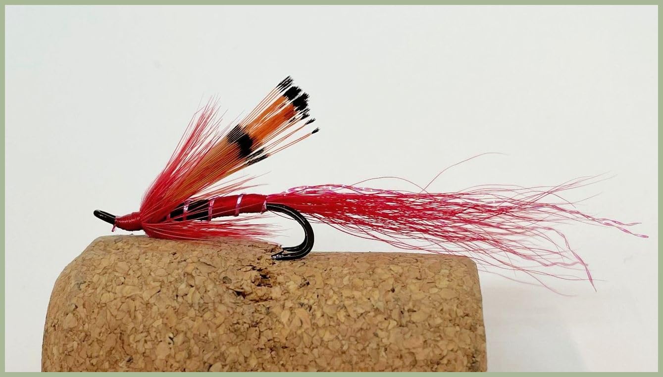 3 Pack of Red Ally Shrimp Double Hook Salmon Flies, Choice of Sizes (8)