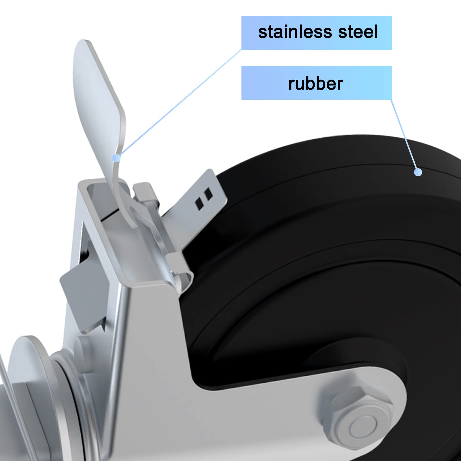 OK5STAR 5 Inch Scaffolding Casters Wheels, 4 Pack Baker Scaffold Caster with Dual Locking Brakes, Heavy Duty 440LBS Capacity per Wheel, Rubber Casters Square 1.25" (or 1 1/4") Stem Replacement