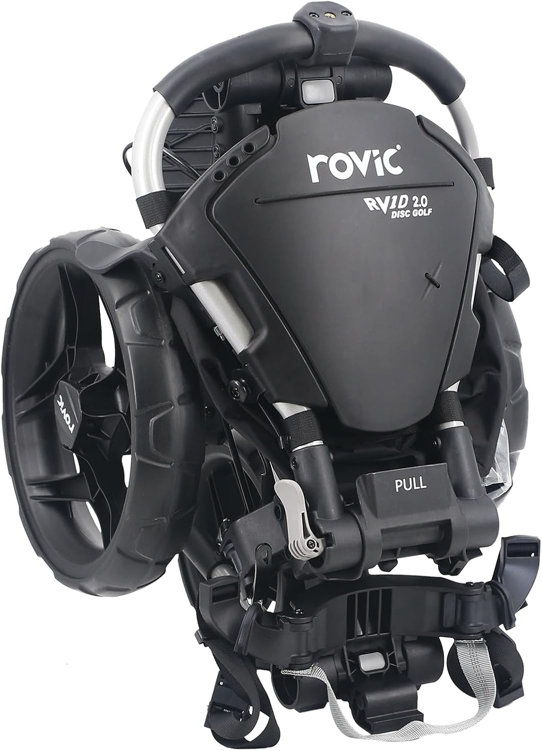Clicgear Rovic RV1D 2.0 Disc Golf Push Cart | 3-Wheel| Fits All Disc Golf Backpacks