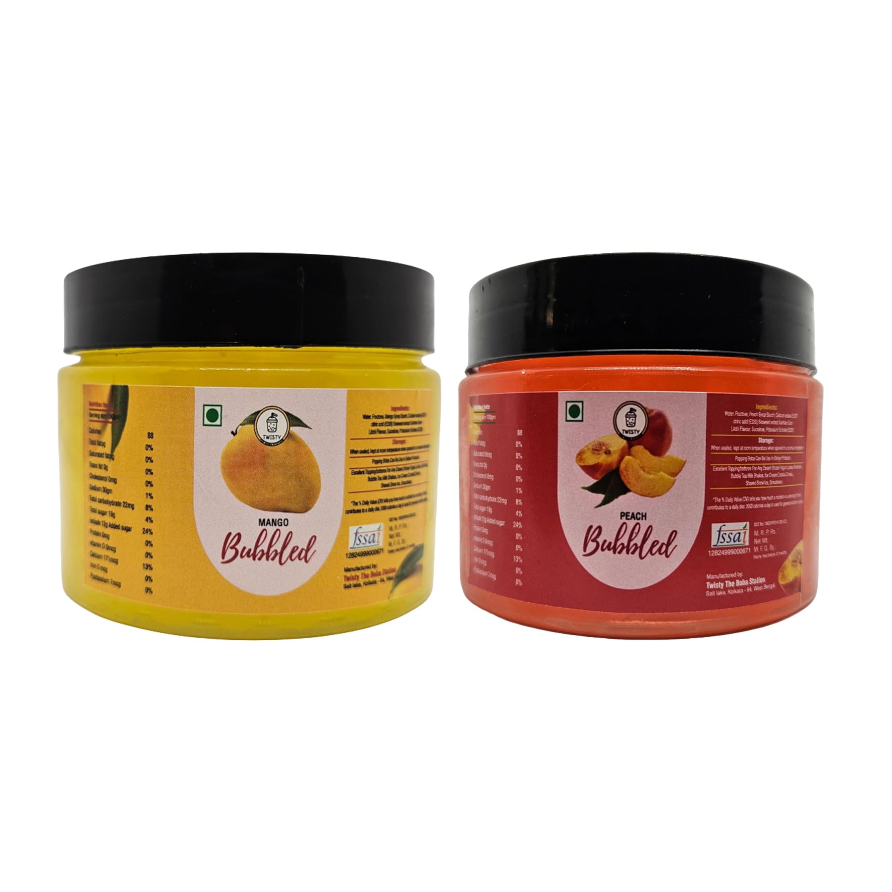 Twisty The Boba Station® Popping Boba Combo – Mango & Peach Flavors with 12mm Straws | Bubble Tea, Milkshakes, Yogurt, Ice Cream Toppings | Fruity Bursting Pearls | 2 Packs x 330g-image-8