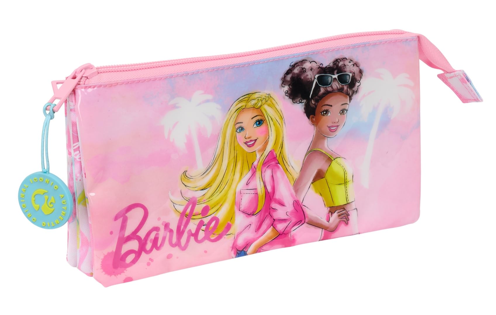 Safta Barbie Painterly – Triple Pencil Case, Children's Pencil Case, Ideal for School Age Children, Comfortable and Versatile, Quality and Resistance, 22 x 3 x 12 cm, Pink/Blue, M, Casual