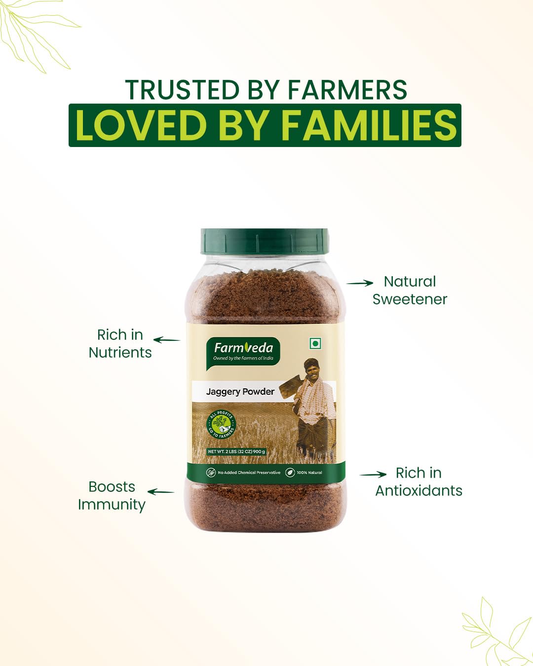 Farm Veda Jaggery Powder - 1 Kg | Natural Sweetener from Sugarcane Juice | No Chemicals or Preservatives | Iron Rich | Traditional Gud Powder | Healthy Sugar Alternative - Image 3 thumbnail