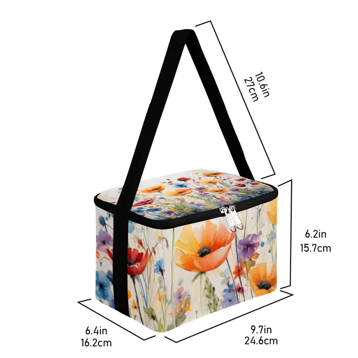 GzLeyigou Lunch Bags for Women Men 9 Cans,Floral Colorful Hot & Cold Food Delivery Bag Insulated Grocery Bag Insulated Lunch Box Flowers Cooler Bag for Office Work Picnic Beach