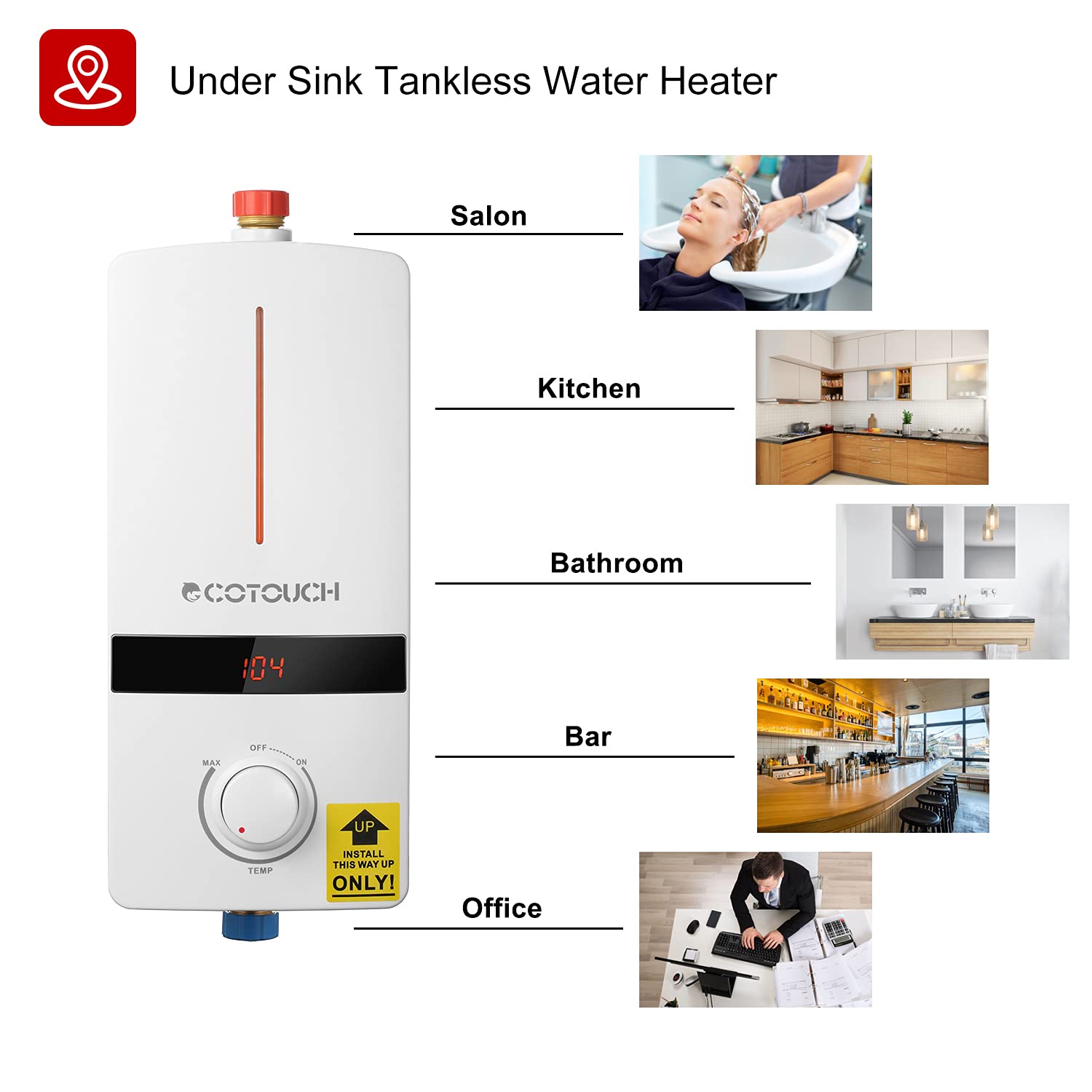 Tankless Water Heater Electric 5.5kW 240V, ECOTOUCH Smart Mini Water