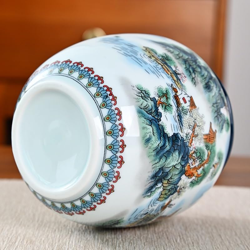 Pojemnik na herbatę, pojemnik ceramiczny, Nowa chińska puszka na herbatę w stylu retro, półfuntowa, luksusowa, ceramiczna, szczelna, odporna wysoką temperaturę, do przechowywania herbaty domu