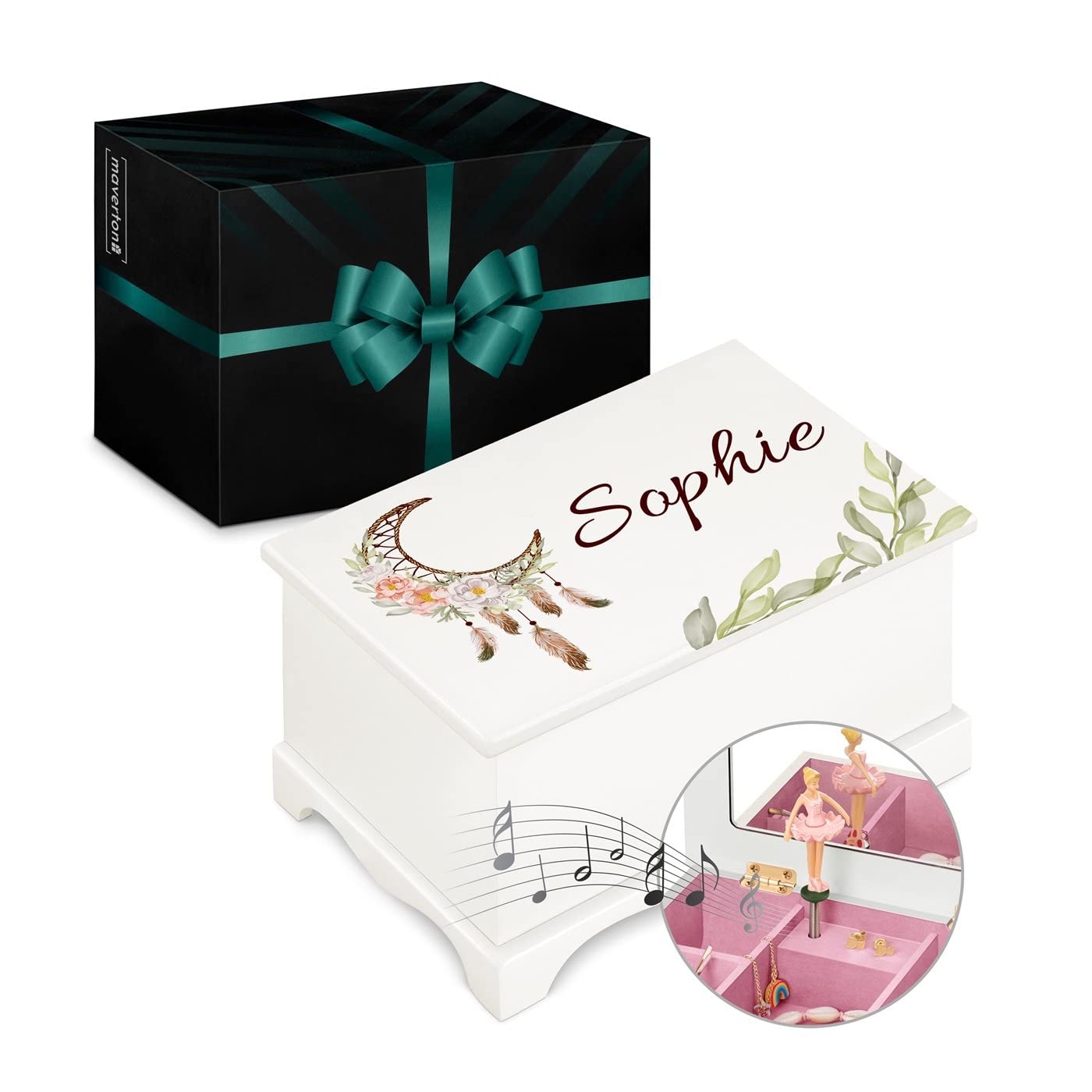Maverton Personalised Ballet Dancer Box with hand crank - Jewellery ...
