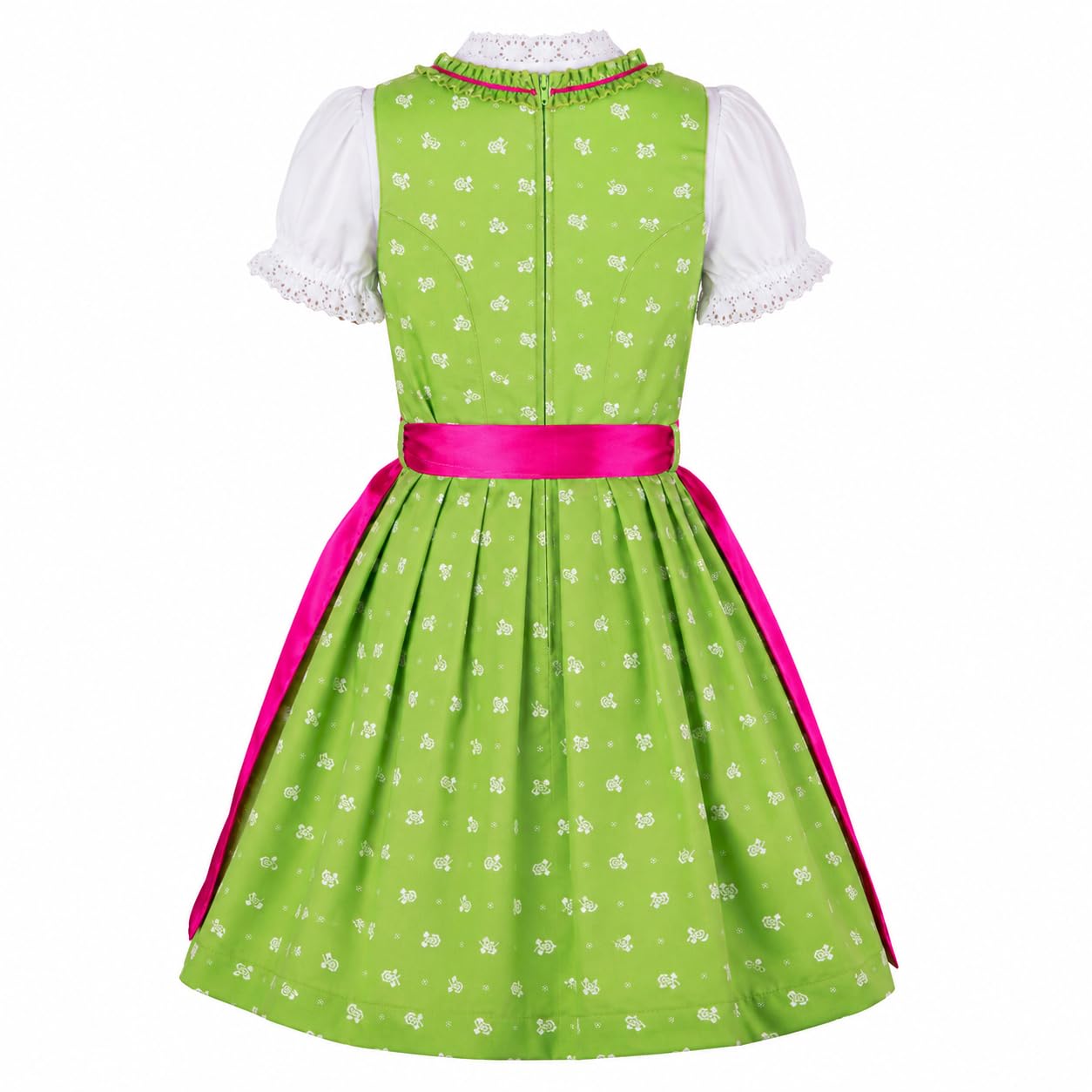Ramona Lippert® - Dziecięca sukienka Dirndl dla dziewczynek - dirndl Franziska w kolorze jasnozielonym - 3-częściowa sukienka ludowa - moda ludowa - strój ludowy z fartuchem