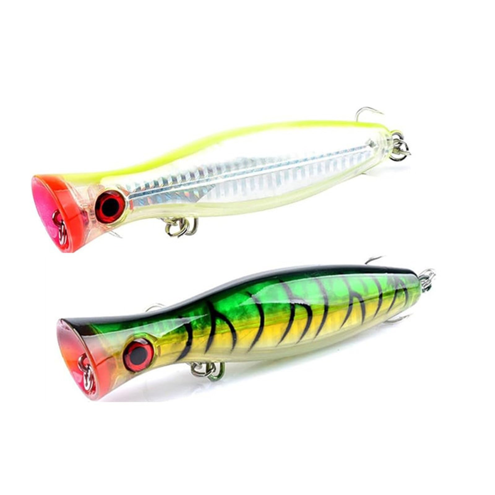 2PCS 40.3g Fishing Lures ，Floating Lure Popper Bait Topwater Fishing Lures Large Popper Fishing Lure Saltwater Fishing Artificial Hard Lures Bass Tuna Popper Lures for Seabass, Pike (Yellow+Green)