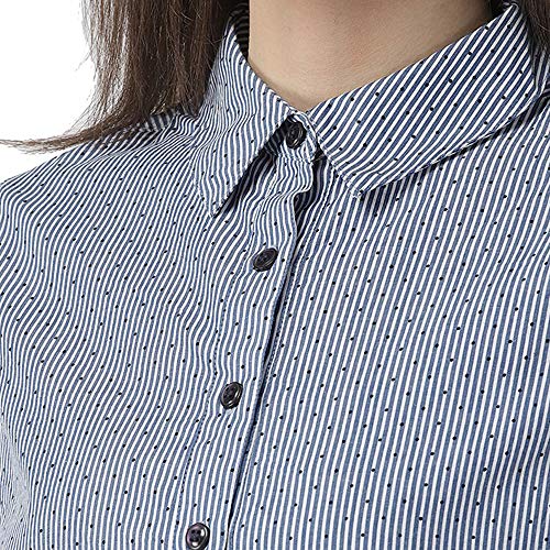 Image of XPOSE Women Navy Blue White Regular Fit Striped Casual Shirt
