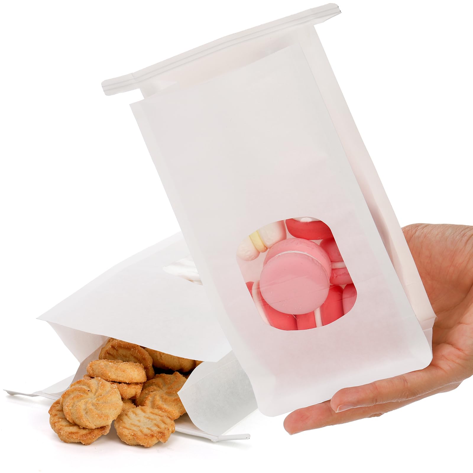 Lot De 100 Sacs Hermétiques En Papier Kraft Avec Fenêtre