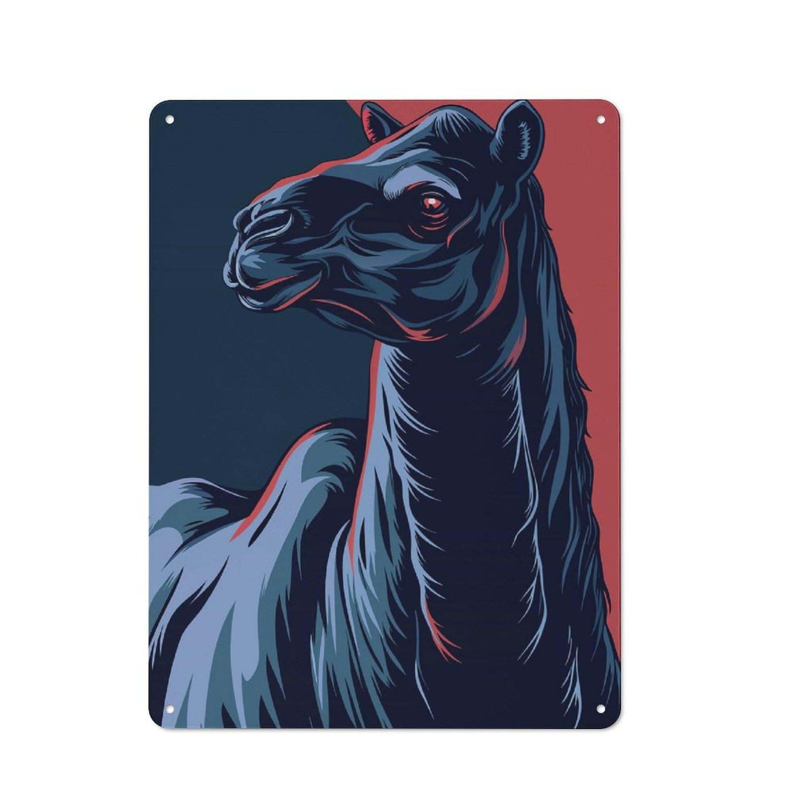 Junmoney Stylized Camel Portrait Vintage Printed Metal Sign 40X30cm For Bar Or Restaurant, For Restaurant Interior Fans