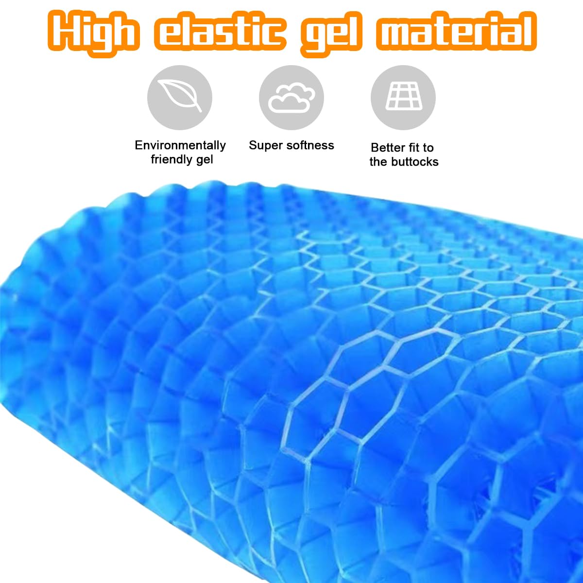 Osilly Cojín de gel para asiento de coche para sentarse durante mucho tiempo, suave, transpirable, para silla de oficina, silla de ruedas con funda antideslizante, funda de asiento gruesa para aliviar