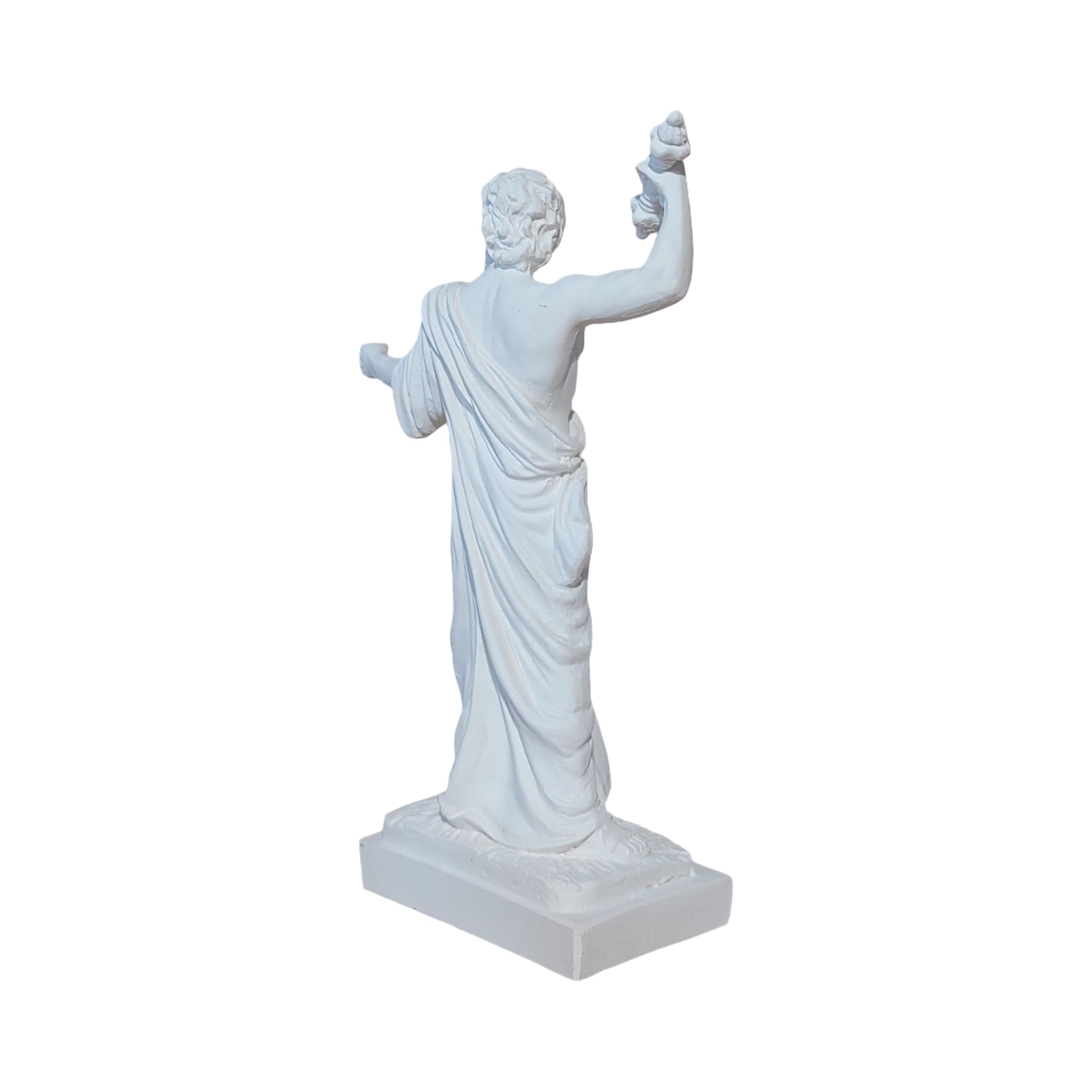 Statua greca del dio Zeus che lancia fulmine in alabastro bianco