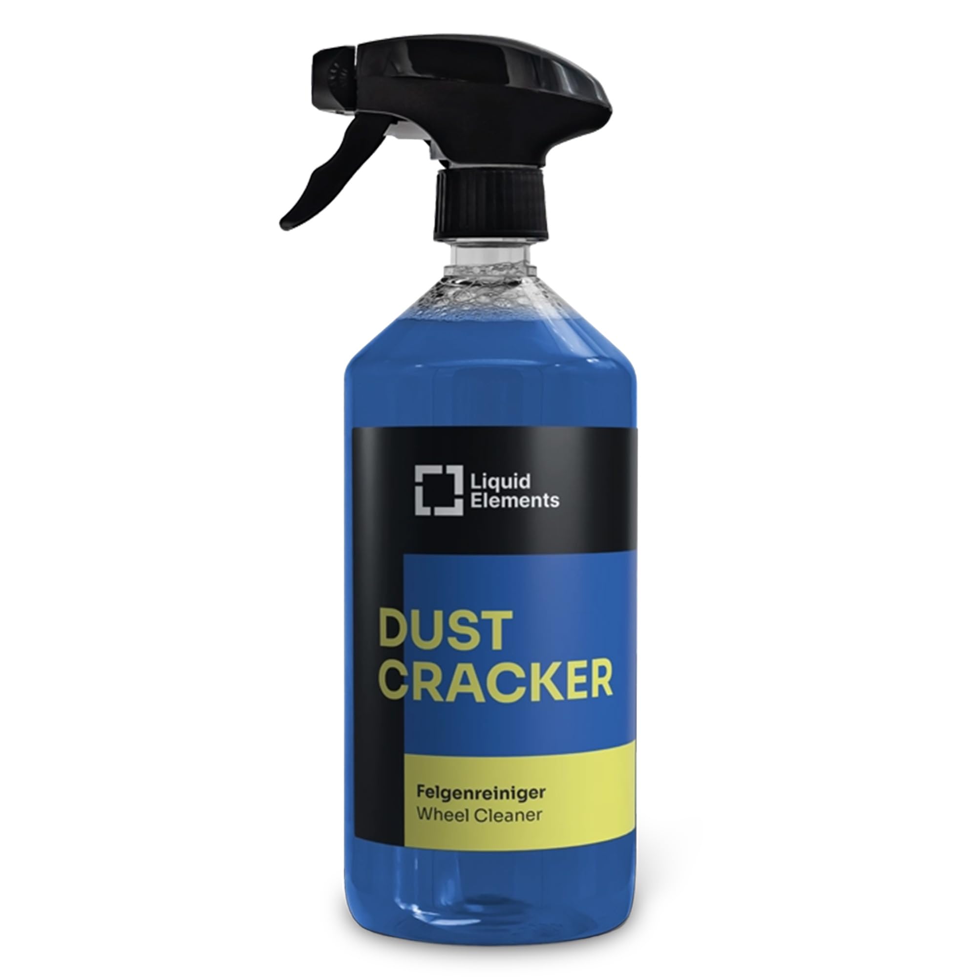 Liquid Elements – Felgenreiniger Dust Cracker 1 Liter – Auto Reiniger für alle Felgentypen wie Alufelgen & Stahlfelgen – säurefreier Reiniger mit Wirkindikator – entfernt hartnäckige Verschmutzungen