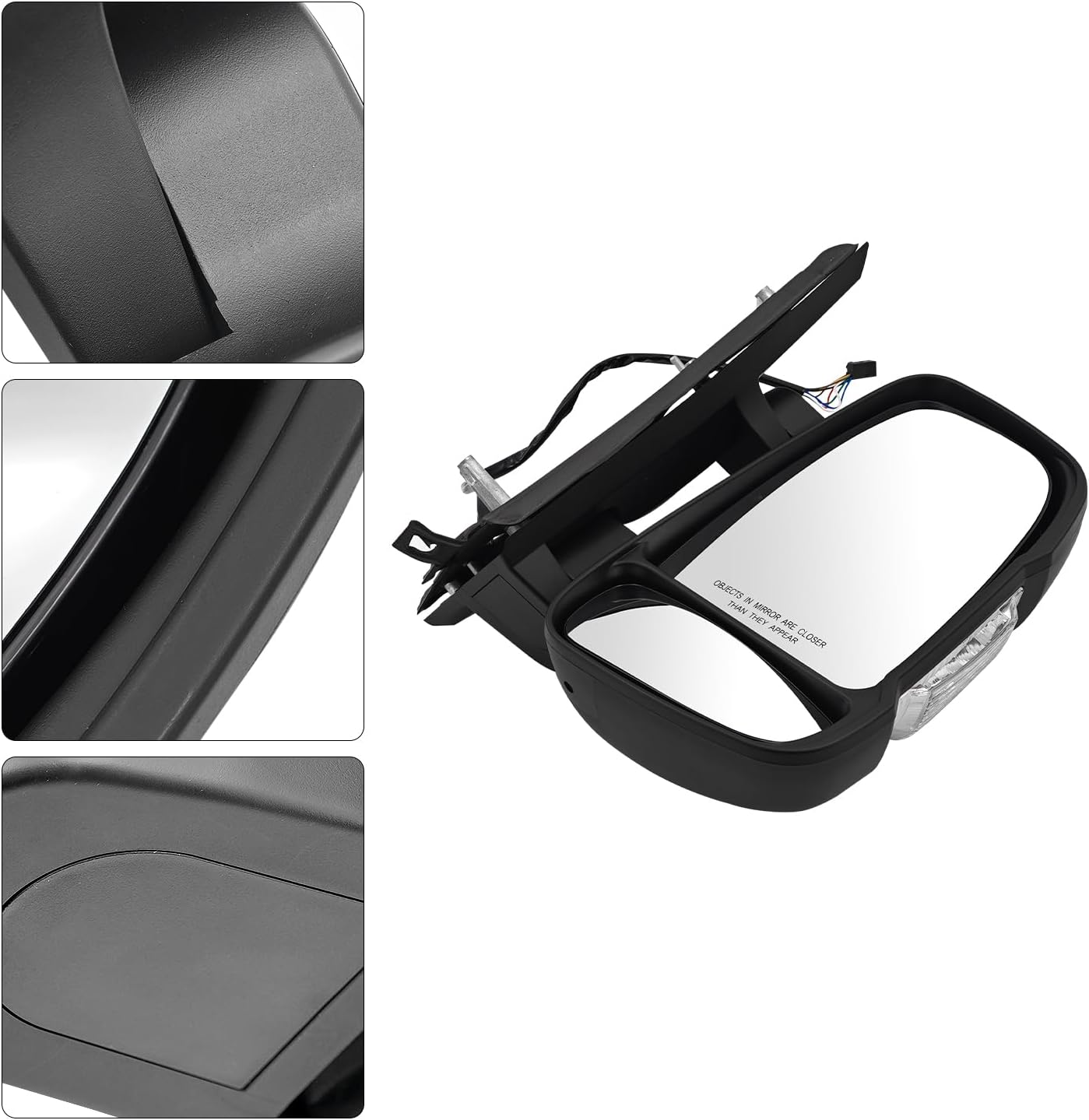 Right Passenger Side Mirror Compatible with Dodge Ram Promaster 1500 2500 3500 2014-2024 Power Adjusted Glass Heated Turn Signal Light Textured Black CH1321417 CH13214176, 8 PINS