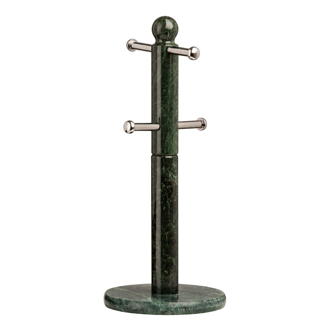 Green Marble 4-Cup Mug Tree - Natural Marble Holder - Polished Finish - Premier Housewares