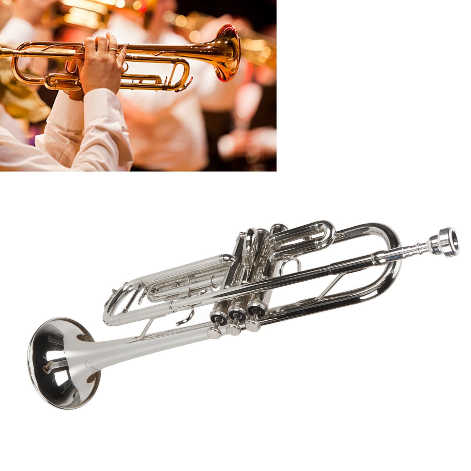 Tromba in Sib, Set di Tromba Standard in Sib Professionale con Bocchino e Panno per la Pulizia, Strumento a Fiato per Tromba per Studenti Bassi per Studenti, Principianti, Adulti