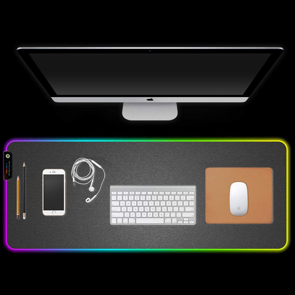 HYLR Tapis de Souris RGB Chroma - Tissu Haute Précision - Effets de Lumière - Plusieurs Modes - Gaming Gamer Jeux Vidéo - USB Rétroéclairé 31 * 12 inch