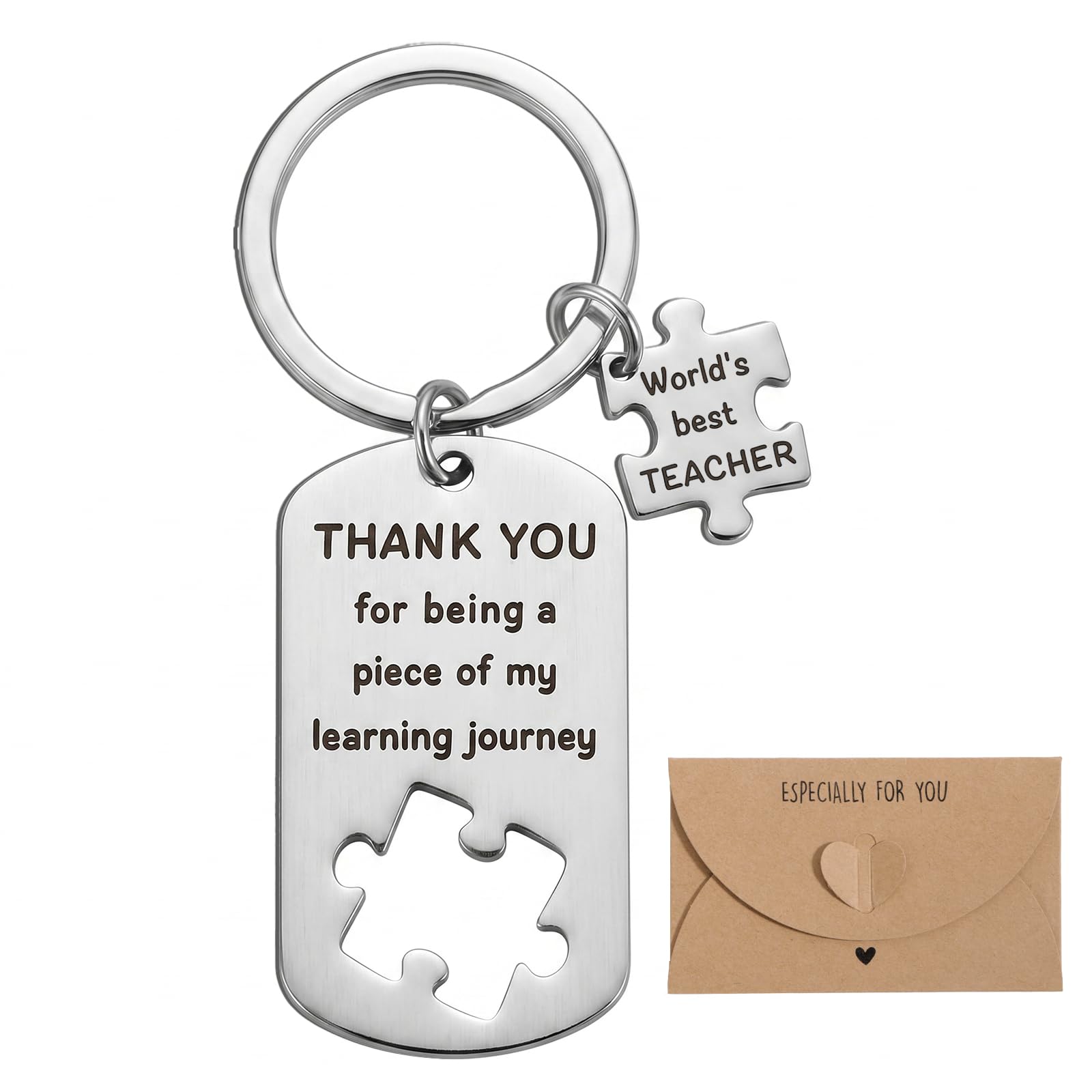COMOOKA Thank You Teacher Keyring Nursery Teacher Thank You Gifts for Women Puzzle (My Learning Journey)