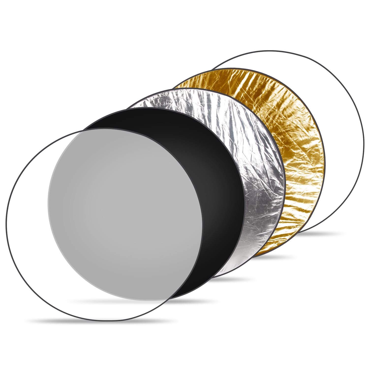 Reflector redondo 5 en 1 de 43 pulgadas, difusor reflector de luz plegable, reflector para estudio de fotografía, iluminación al aire libre, incluye translúcido, blanco, negro, plateado y
