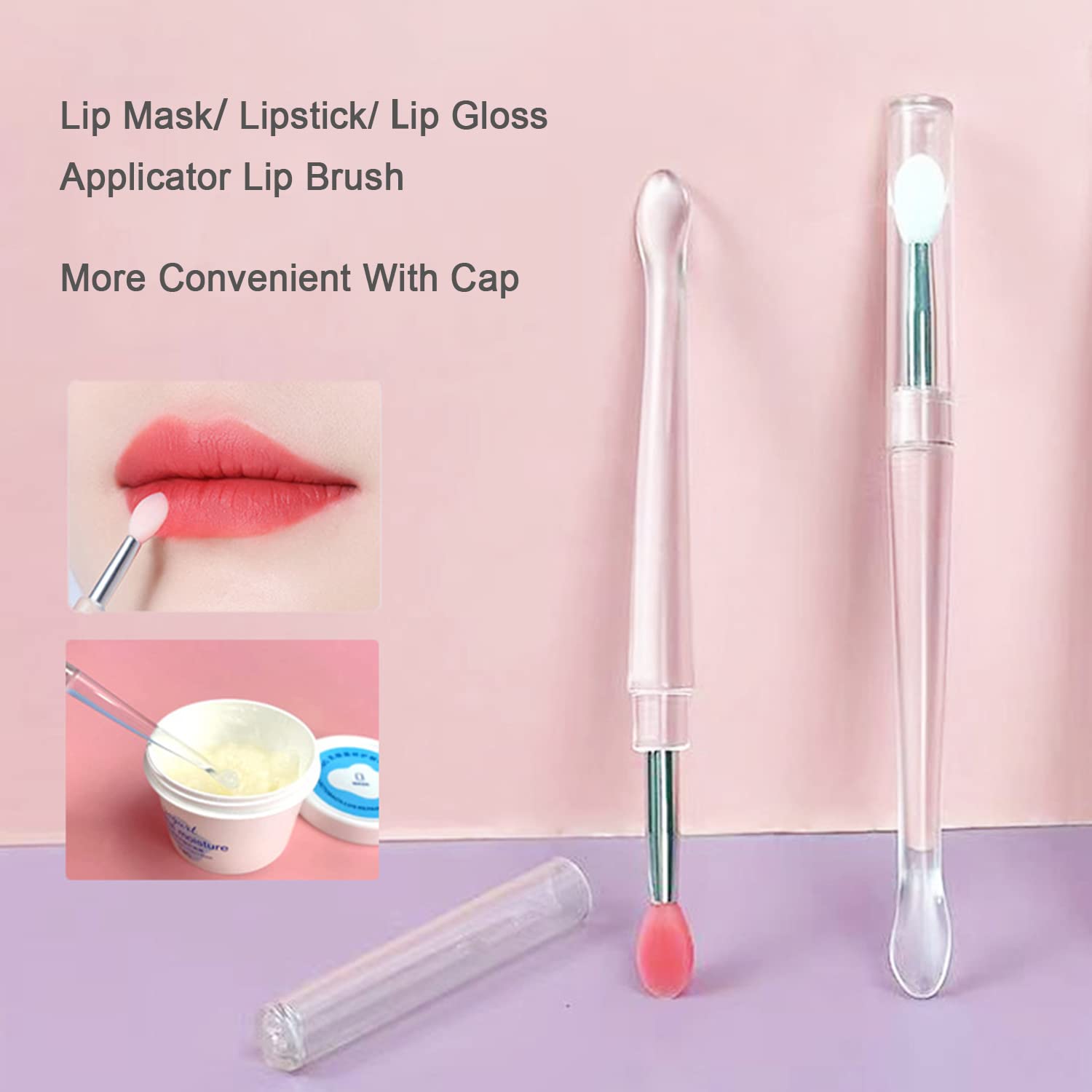 Mini spazzola per labbra con cappuccio, applicatore portatile in silicone riutilizzabile per rossetto, bacchette per lucidalabbra
