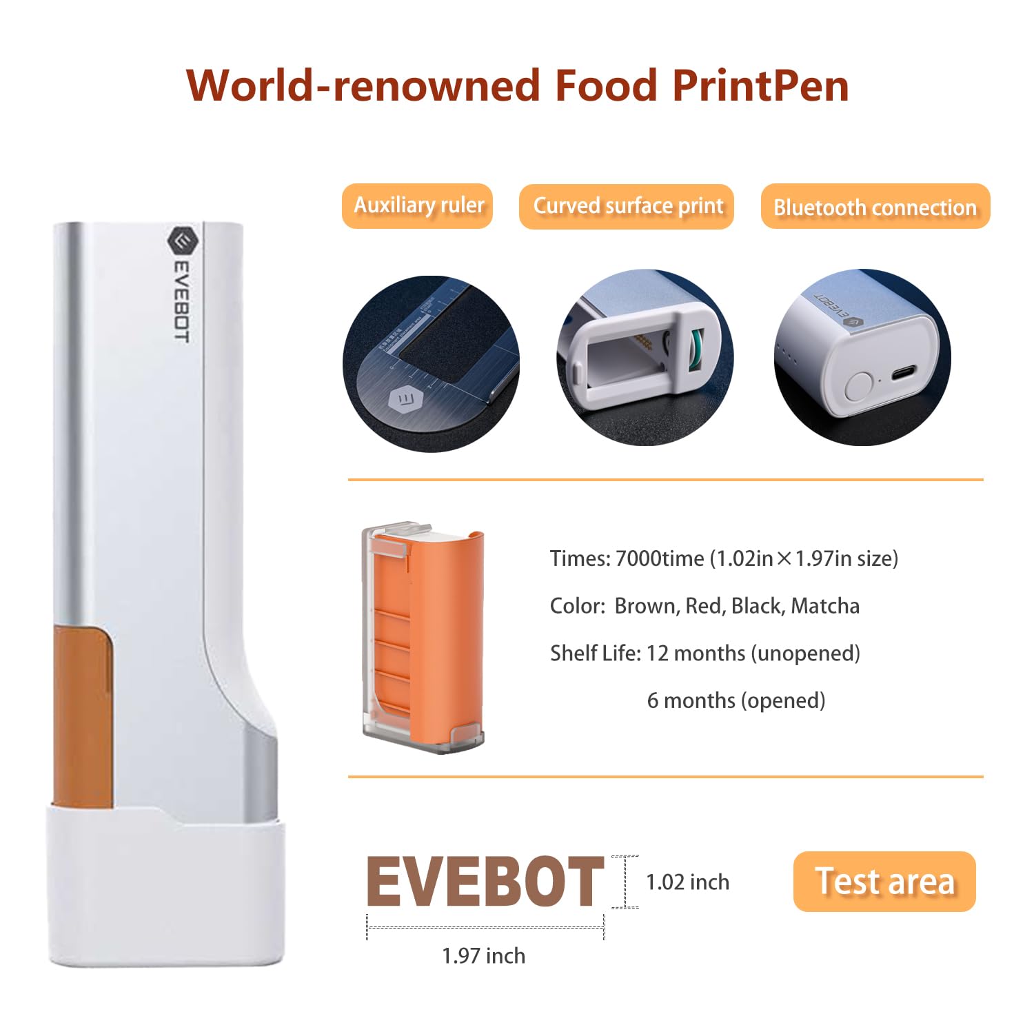 EVEBOT Mini imprimante à café portable pour café, latte, macaron, biscuit, bricolage, Bluetooth, 4.2, couleur noire