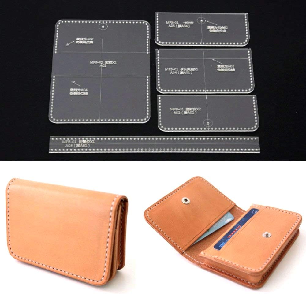 5 Pcs Acrylic Clear Card Bag Purse Wallet Stencil Template DIY Leather Craft