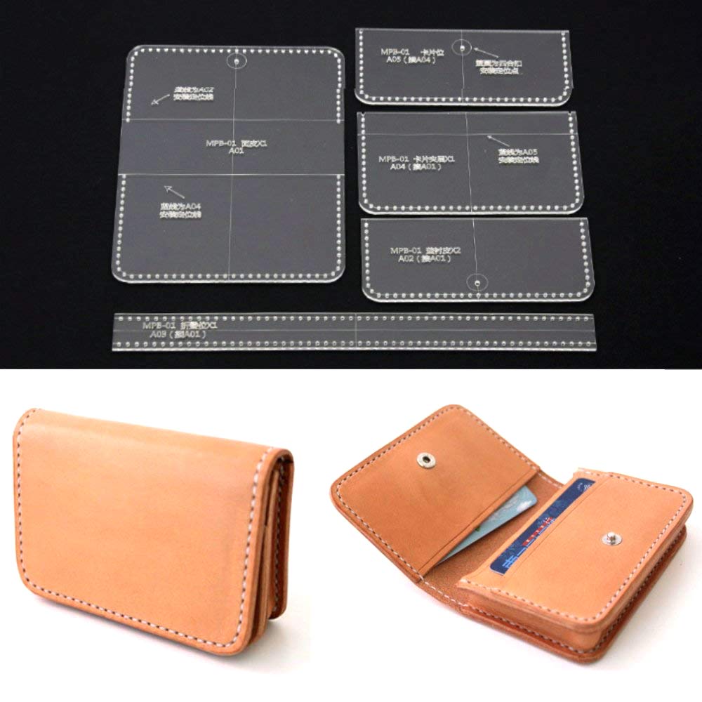 5 Pcs Acrylic Clear Card Bag Purse Wallet Stencil Template DIY Leather Craft