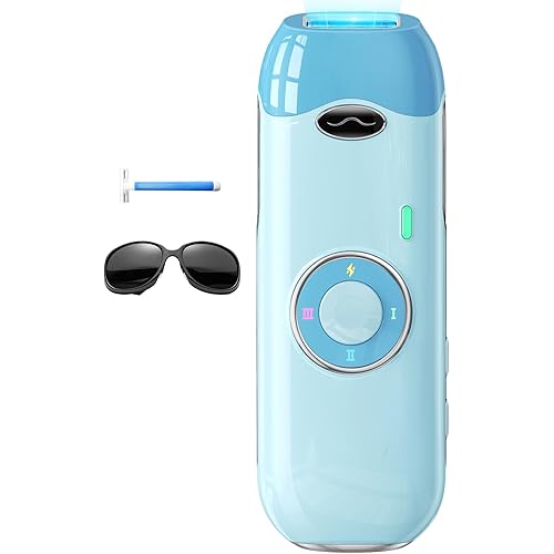 Laser Hair Removal for Women and Men - 5.2 cm² Contact Nearly Painless, Powerful Long-Lasting IPL Hair Removal at-home, Effective in 14 Days with Ultra-fast Light Emission for Whole Body Use-Blue