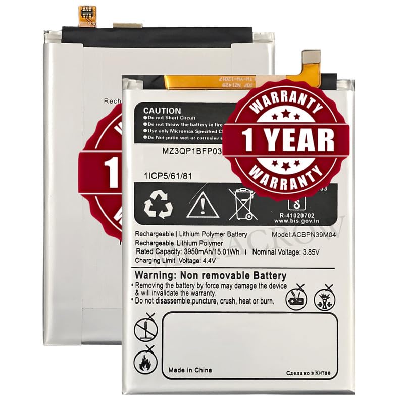 Image of Original ACBPN39M04 Battery Compatible for Micromax Ione Note - (3950mAh) - 1 Year Warranty JK1