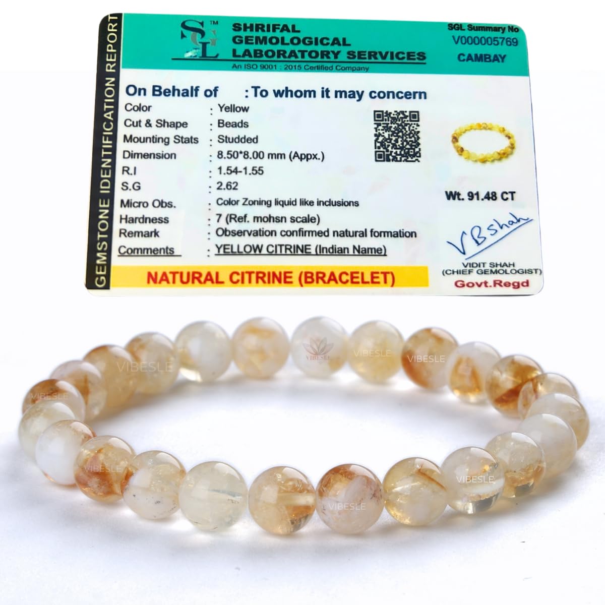 VIBESLE Unisex-Adult Natural Citrine Bracelet With Lab-Certified Aaa Grade Original Real Semi-Precious Gemstone - Natural Energised Bead Stone Crystal Bracelet For Money, Success, And Good Luck (B0DGG93KQQ) Amazon Price History, Amazon Price Tracker