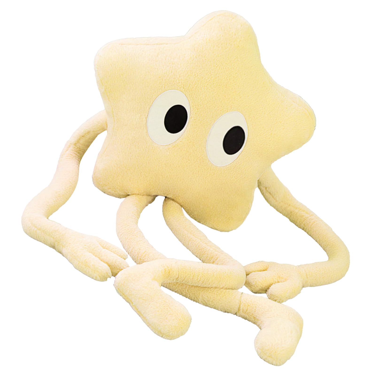 SUNGOOYUE Cuscino Morbido a Forma di Stella, Cuscino Imbottito in Peluche, Decorativo con Gambe Lunghe, Bambola di Peluche Carina per Bambine (stella gialla)