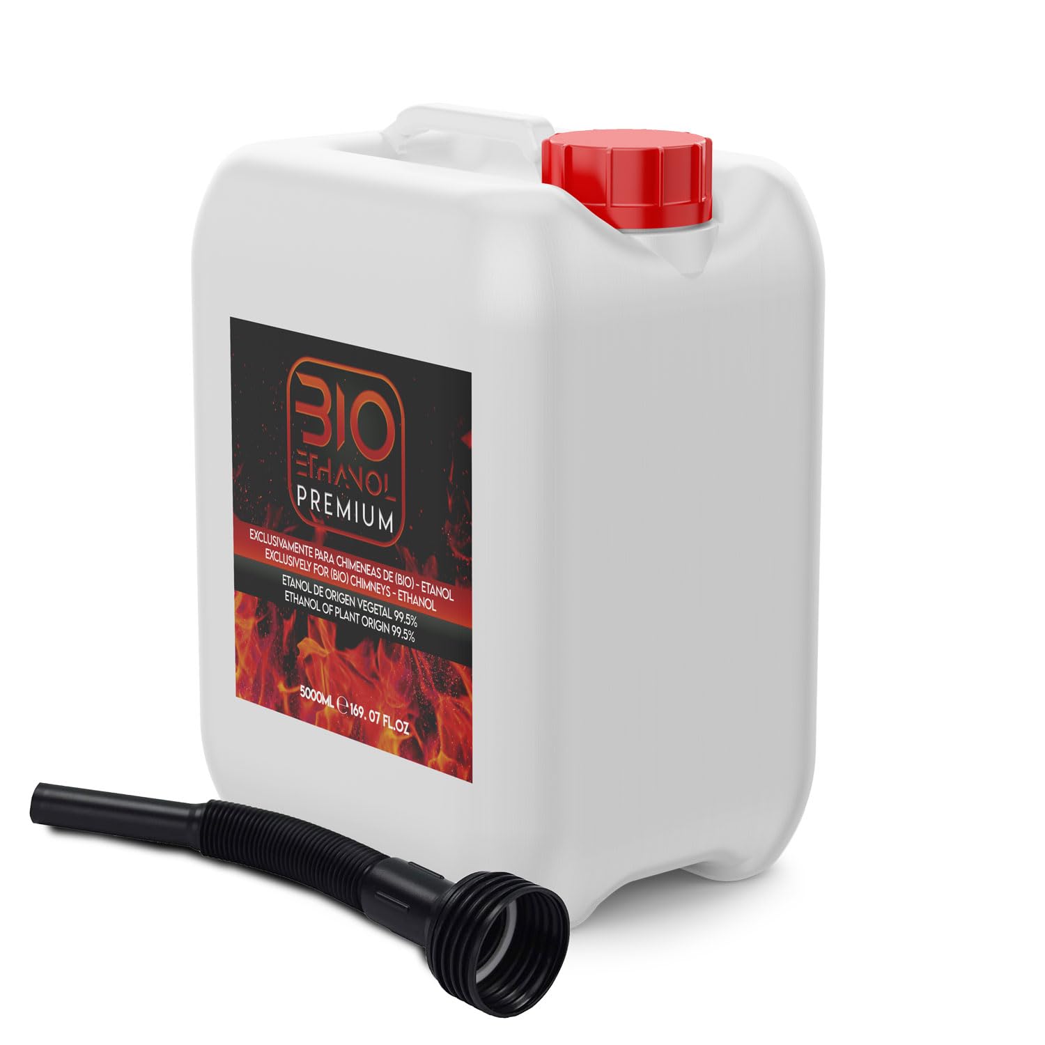 8 x 5 litros Bioetanol Premium con Embudo para chimeneas