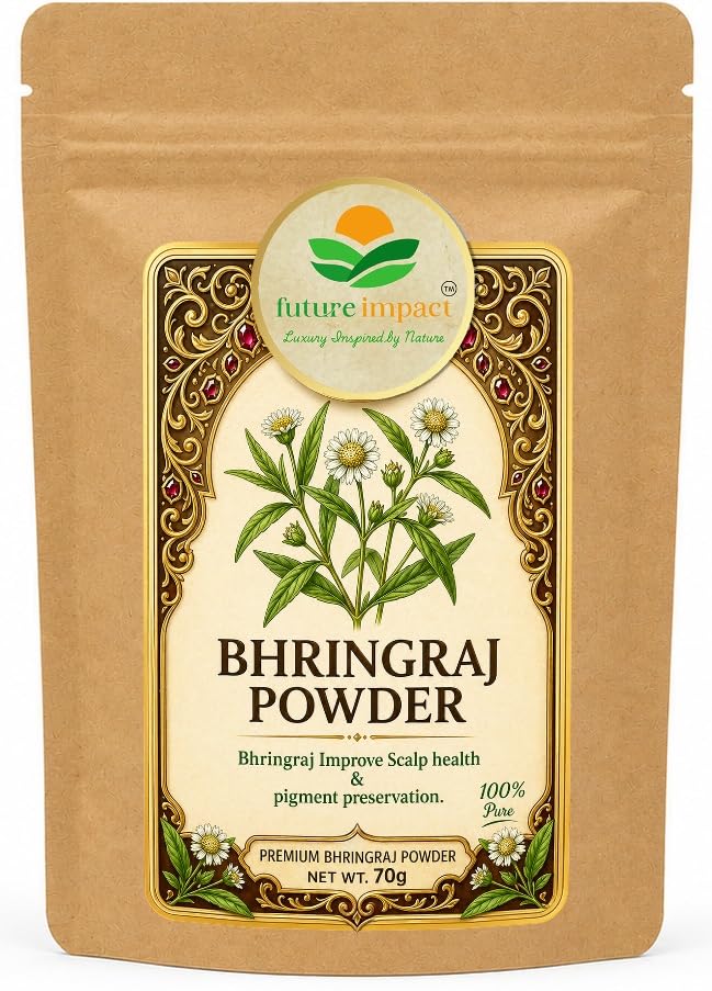 FUTURE IMPACT Bhringraj Powder for Hair Growth & Scalp Care (70g) | herbal hair pack | Triple-Sifted, Natural False Daisy Powder for Hair Fall Control & Intense Shine | 100% Pure and Natural, No Preservatives No Chemical-image-23