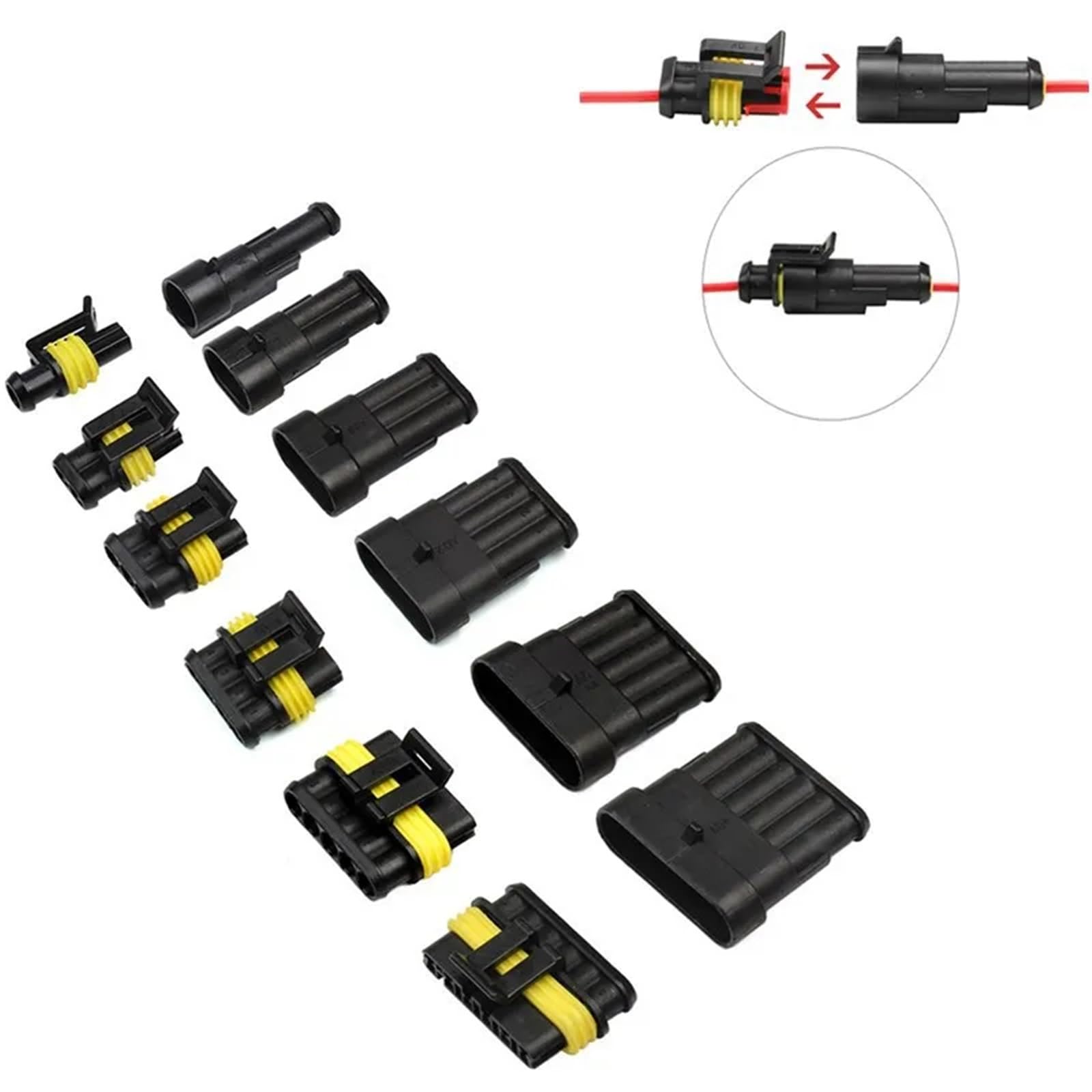 708/408/352/240/296/15 conectores impermeables HID, sello marino, conector de cable eléctrico automotriz, arnés de camión (240 piezas con alicates)