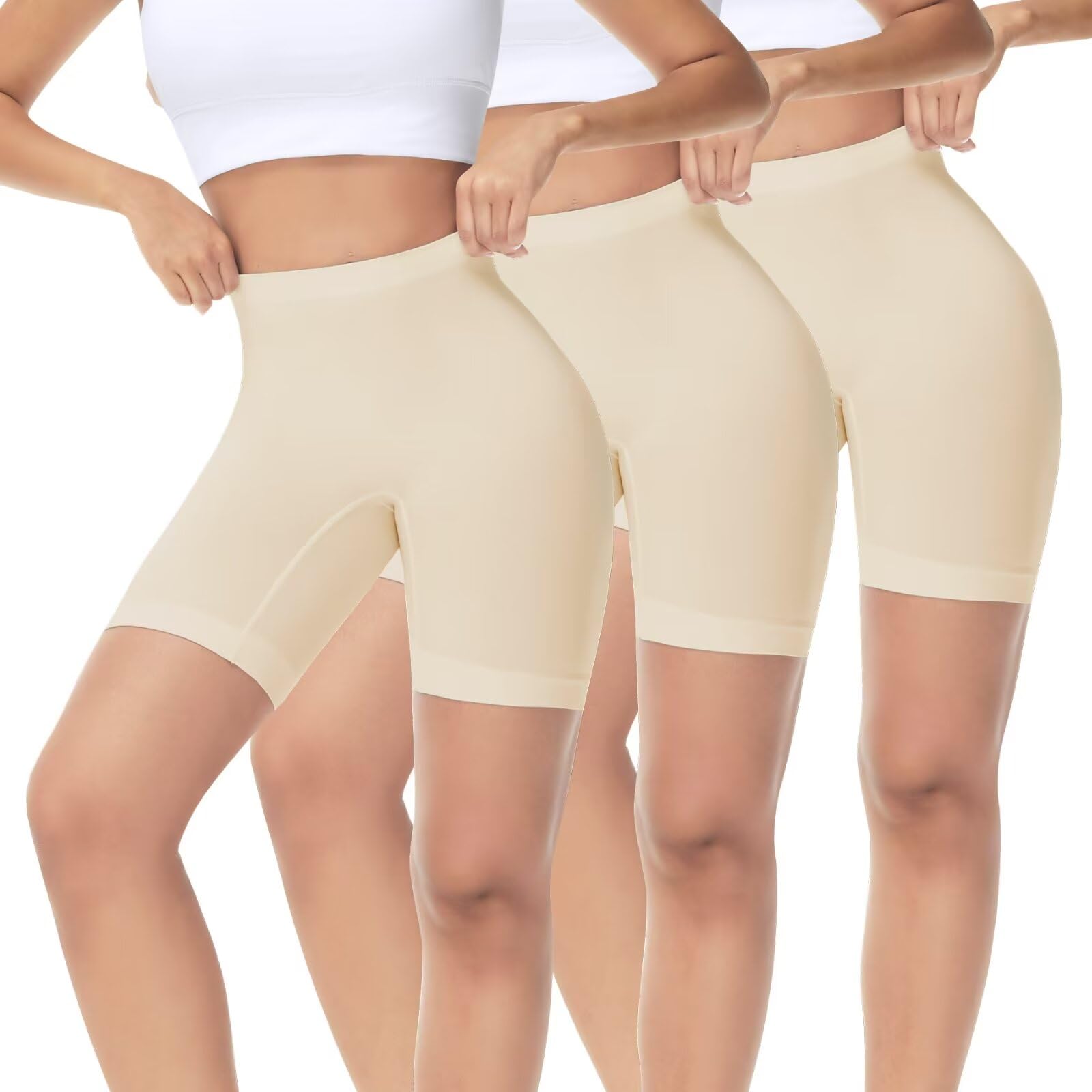 IceReco 3er Pack Radlerhose Damen Kurz Sporthose Unter Kleid Rock Unterhosen mit Bein Anti Scheuern Kurz Leggings