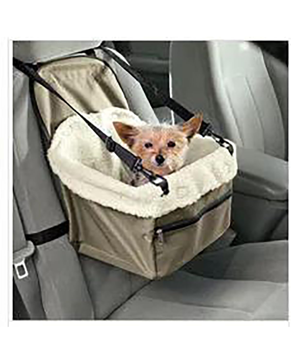 Fácil de Instalar en los Asientos Delanteros y tra Asiento de Coche for Perros y Gatos, Caja Transporte portátil for pequeños, Accesorios for Mascotas montados en el(Green with Zipper)