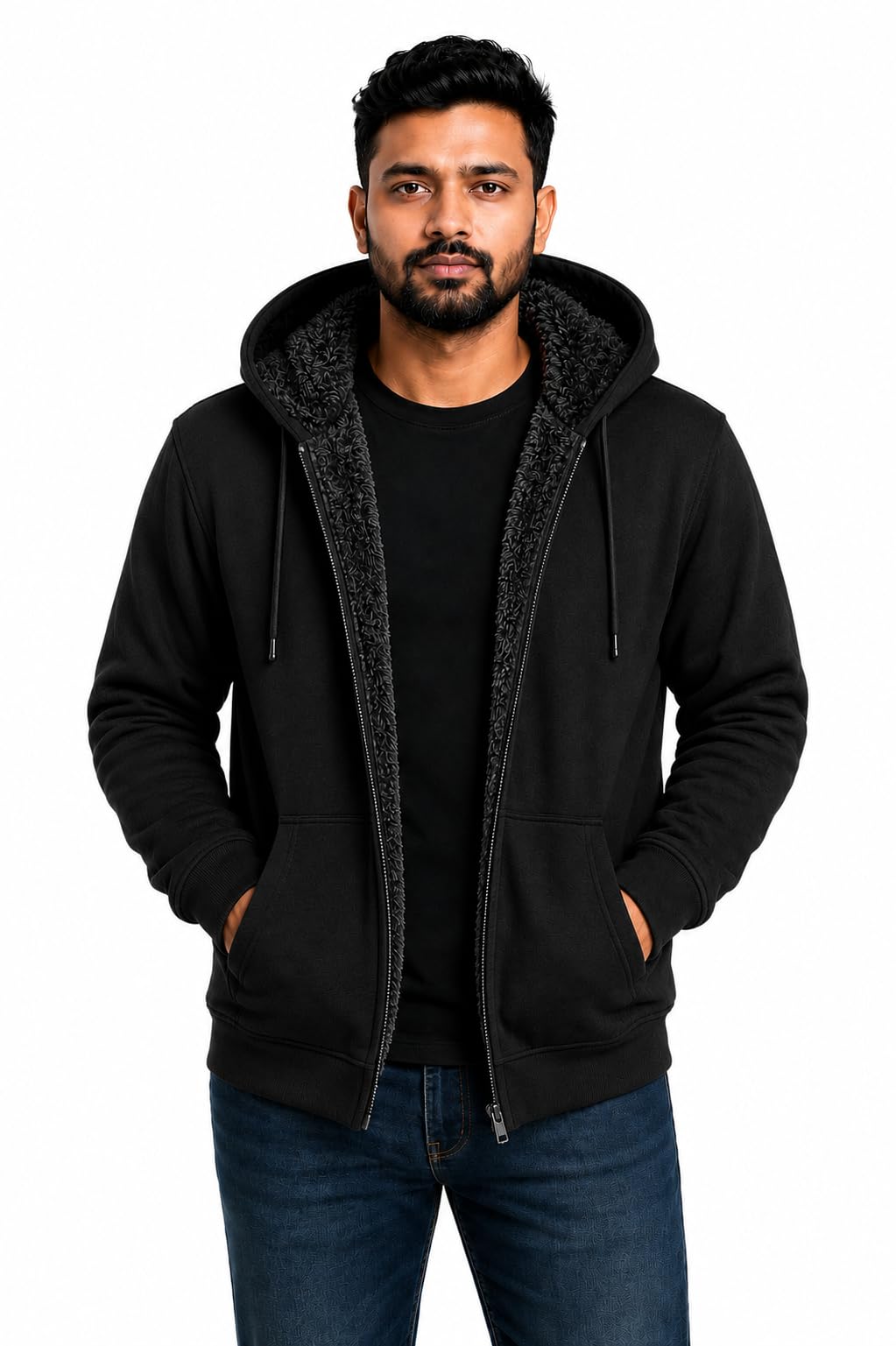 Twin Bro's Unisex Premium Cotton Fur Lined Zip-Up Hoodie | Full Zip Closure, Fur Lining-image-28